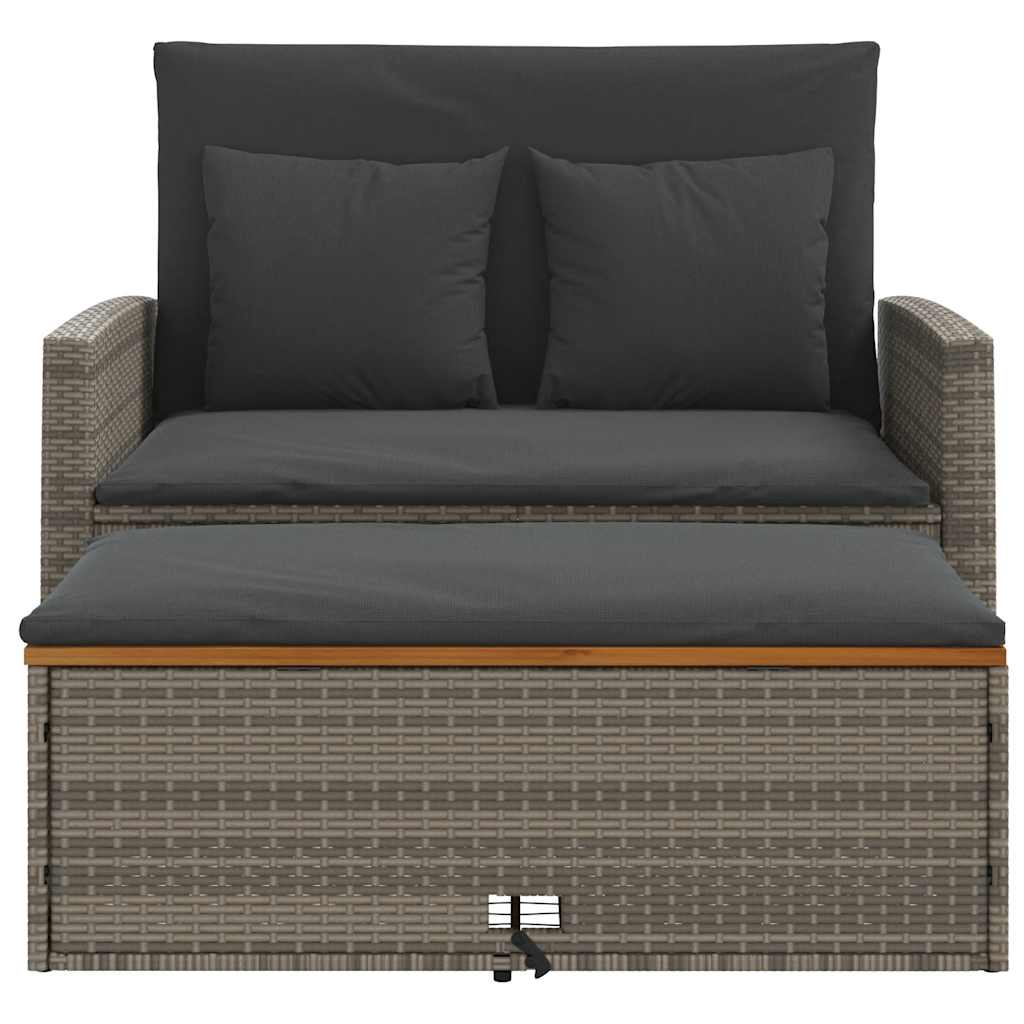 vidaXL Canapé de jardin 2 places avec coussins gris rotin PE et bois d'acacia