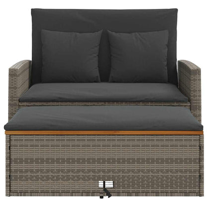 vidaXL Canapé de jardin 2 places avec coussins gris rotin PE et bois d'acacia