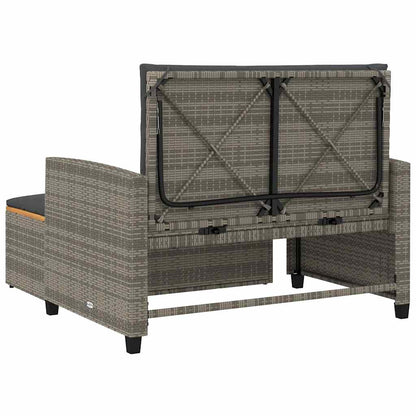 vidaXL Canapé de jardin 2 places avec coussins gris rotin PE et bois d'acacia