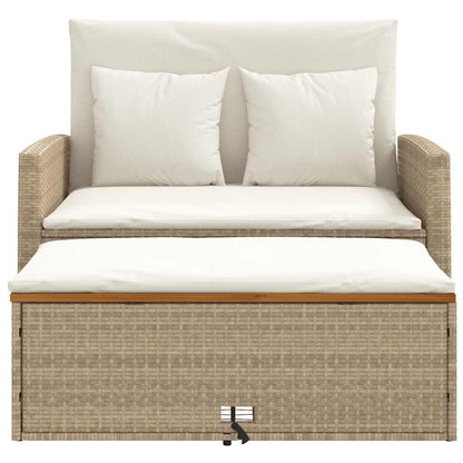 vidaXL Canapé de jardin 2 places avec coussins Beige en rotin synthétique et bois d'acacia