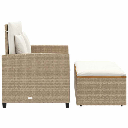 vidaXL Canapé de jardin 2 places avec coussins Beige en rotin synthétique et bois d'acacia