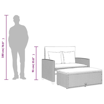 vidaXL Canapé de jardin 2 places avec coussins Beige en rotin synthétique et bois d'acacia