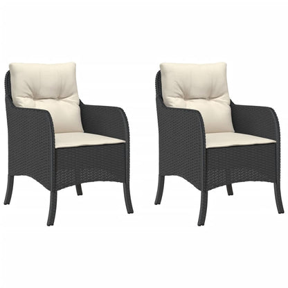 vidaXL Chaises de jardin avec coussins 2 pcs Noir Résine tressée