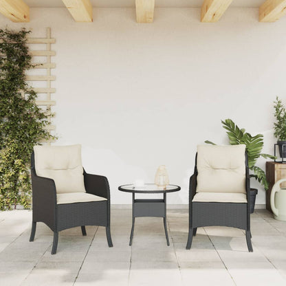 vidaXL Chaises de jardin avec coussins 2 pcs Noir Résine tressée
