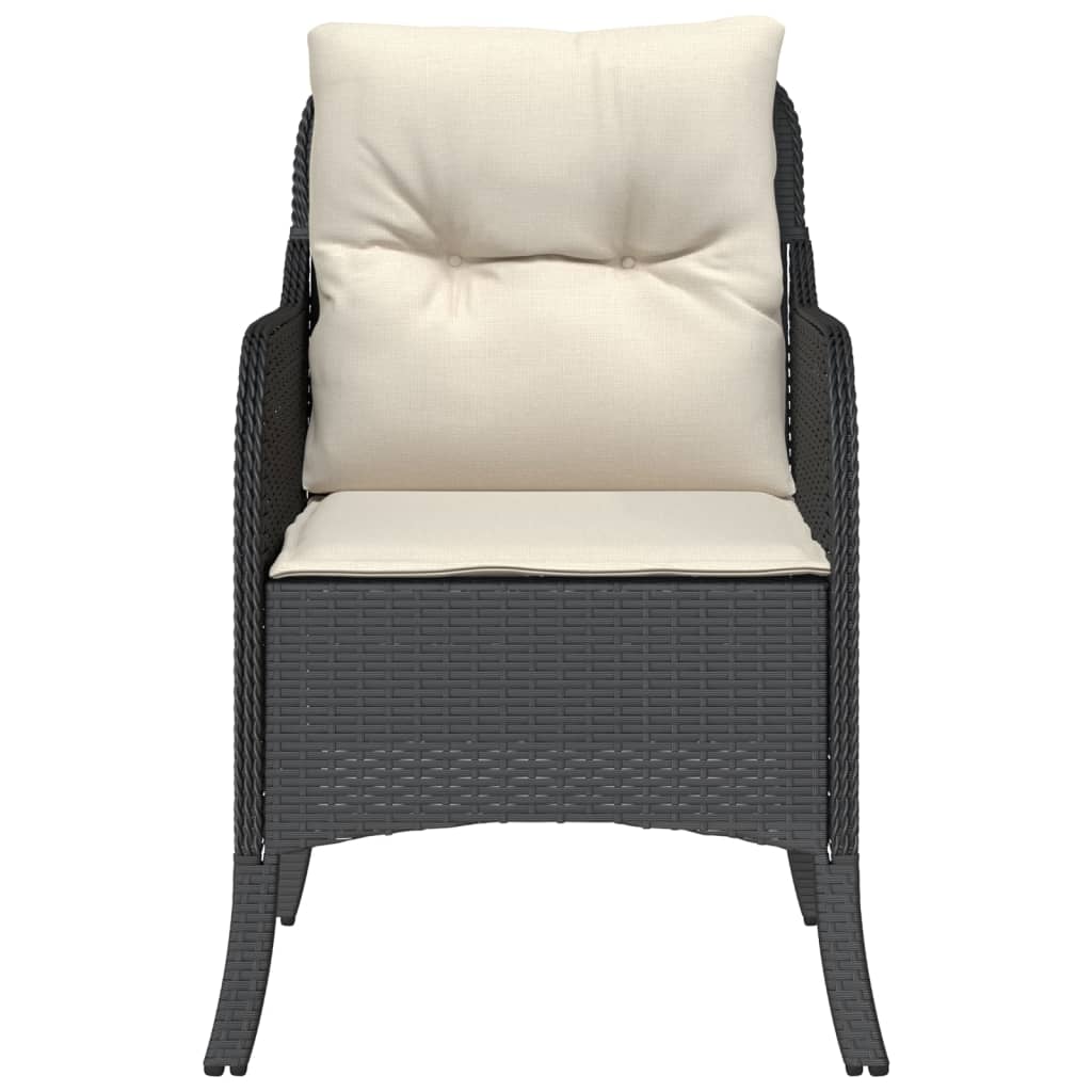 vidaXL Chaises de jardin avec coussins 2 pcs Noir Résine tressée