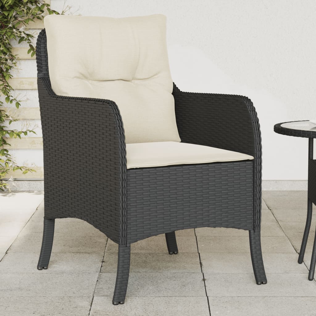 vidaXL Chaises de jardin avec coussins 2 pcs Noir Résine tressée