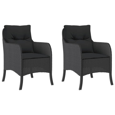 vidaXL Chaises de jardin avec coussins 2 pcs Noir Résine tressée