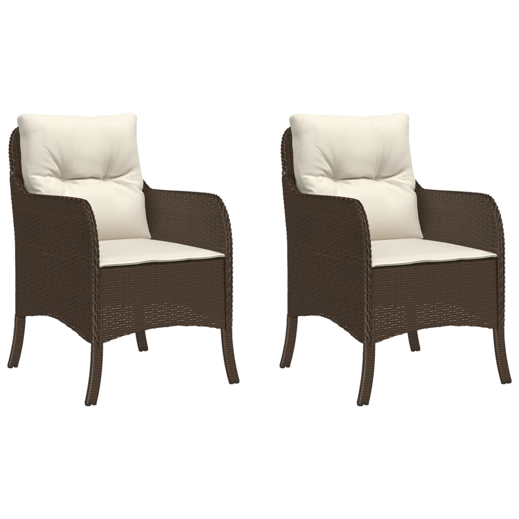 vidaXL Chaises de jardin avec coussins 2 pcs. Marron Résine tressée