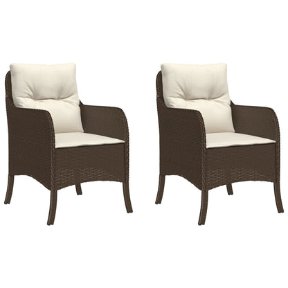 vidaXL Chaises de jardin avec coussins 2 pcs. Marron Résine tressée