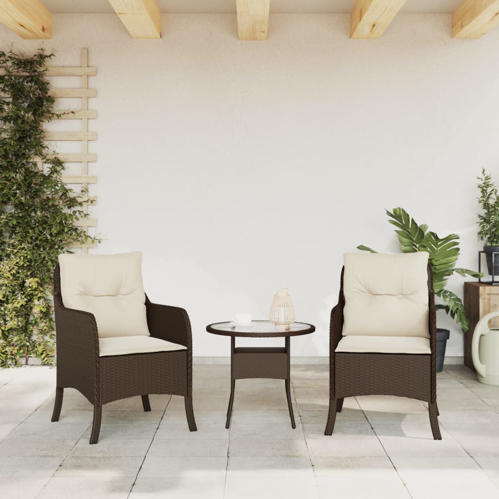 vidaXL Chaises de jardin avec coussins 2 pcs. Marron Résine tressée