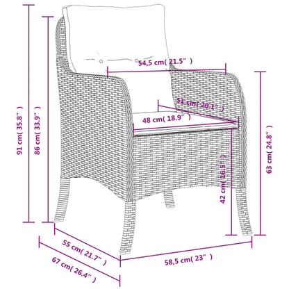 vidaXL Chaises de jardin avec coussins 2 pcs. Marron Résine tressée