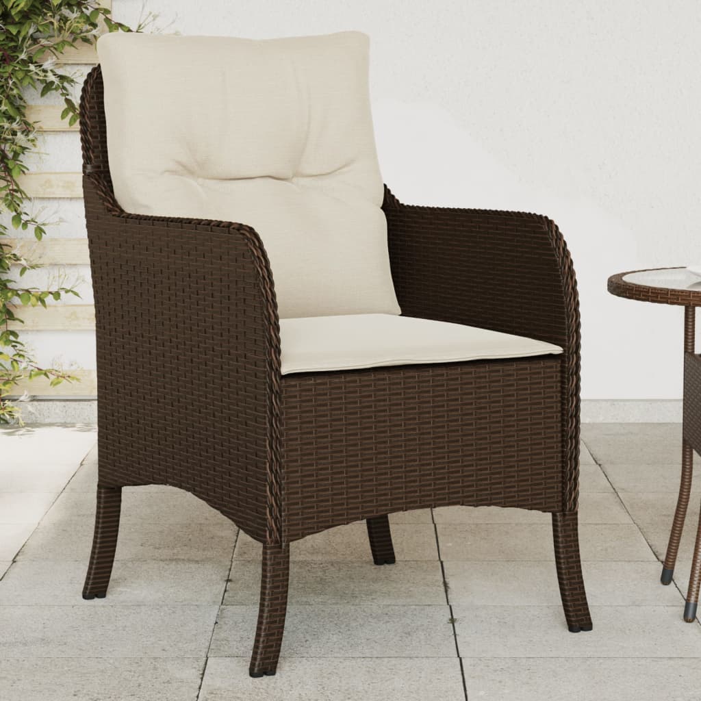 vidaXL Chaises de jardin avec coussins 2 pcs. Marron Résine tressée