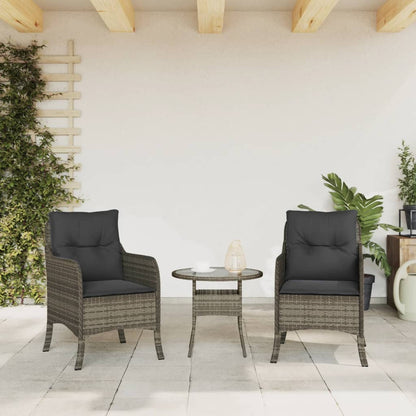 vidaXL Chaises de jardin avec coussins 2 pcs Gris Résine tressée
