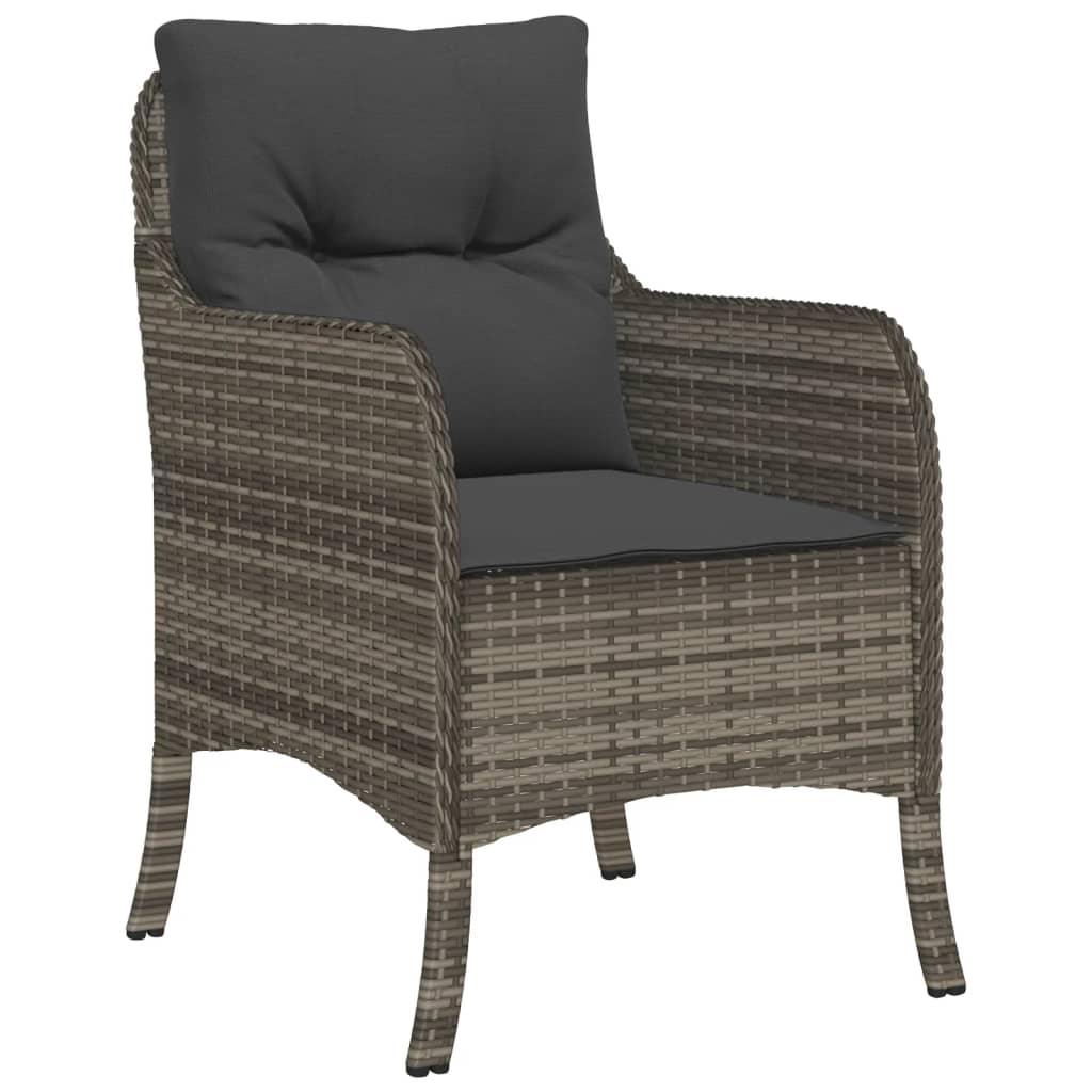 vidaXL Chaises de jardin avec coussins 2 pcs Gris Résine tressée