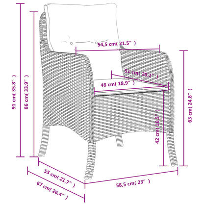 vidaXL Chaises de jardin avec coussins 2 pcs Gris Résine tressée