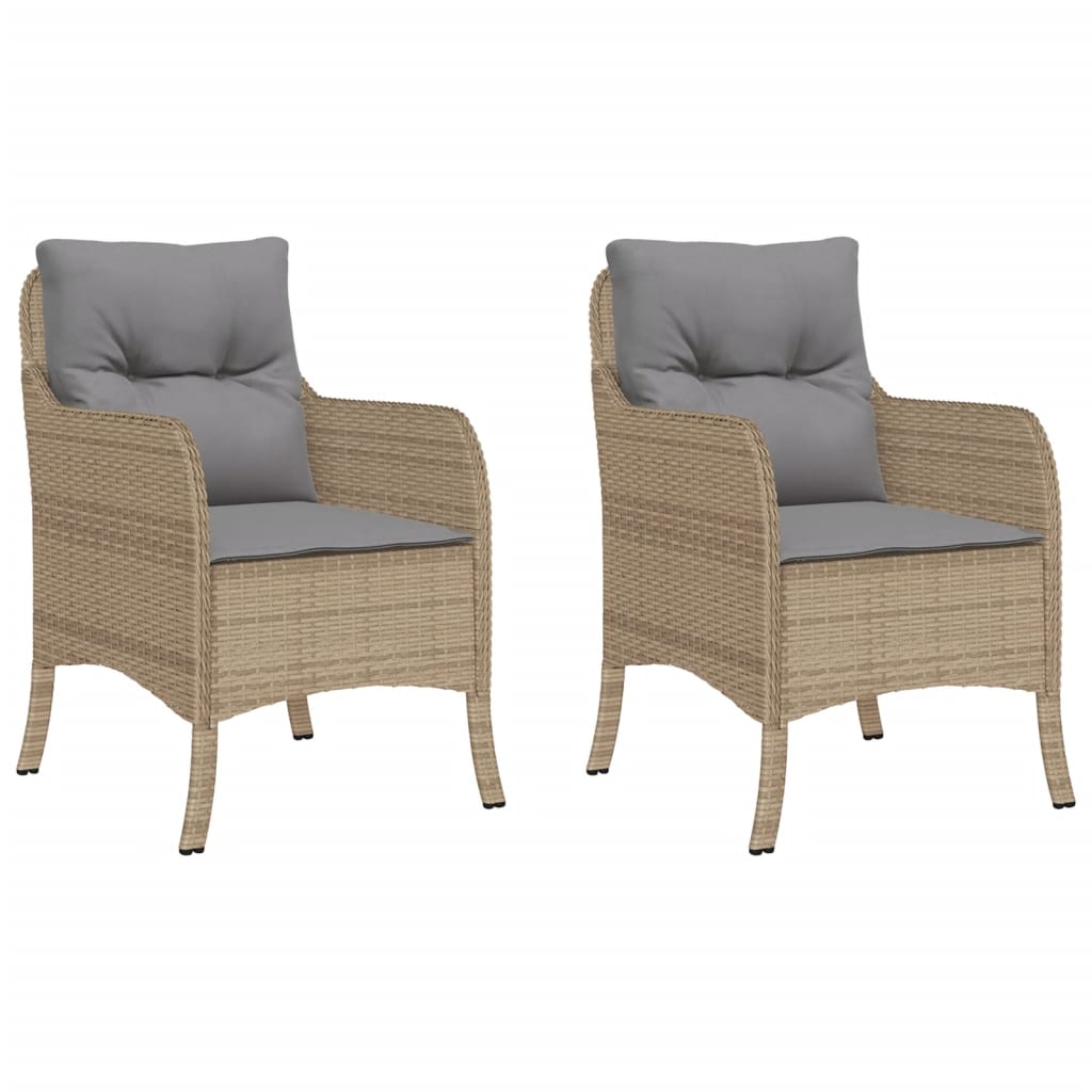 vidaXL Chaises de jardin avec coussins 2 pcs Polyrattan mélangé beige