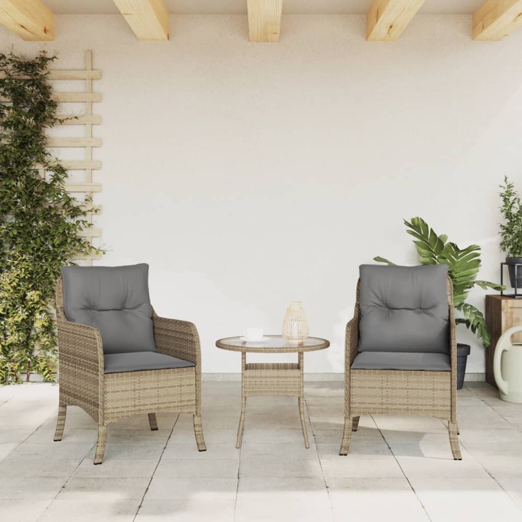 vidaXL Chaises de jardin avec coussins 2 pcs Polyrattan mélangé beige