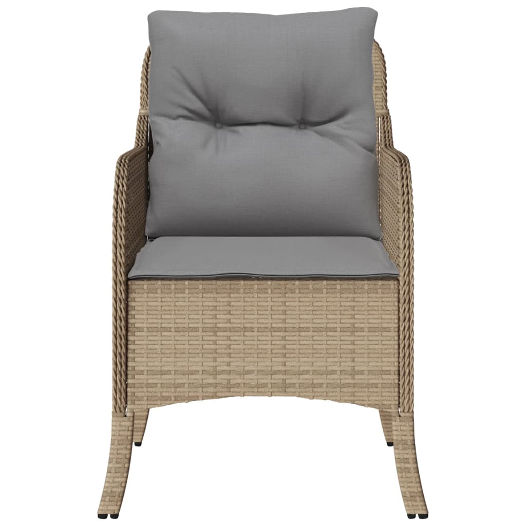 vidaXL Chaises de jardin avec coussins 2 pcs Polyrattan mélangé beige
