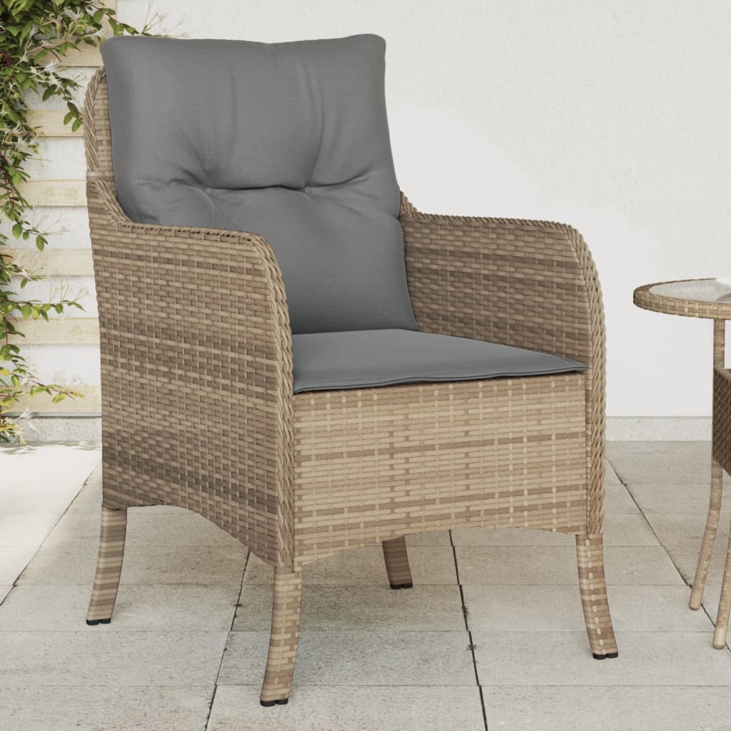vidaXL Chaises de jardin avec coussins 2 pcs Polyrattan mélangé beige