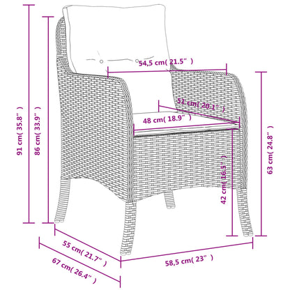 vidaXL Chaises de jardin avec coussins 2 pcs Gris clair Résine tressée