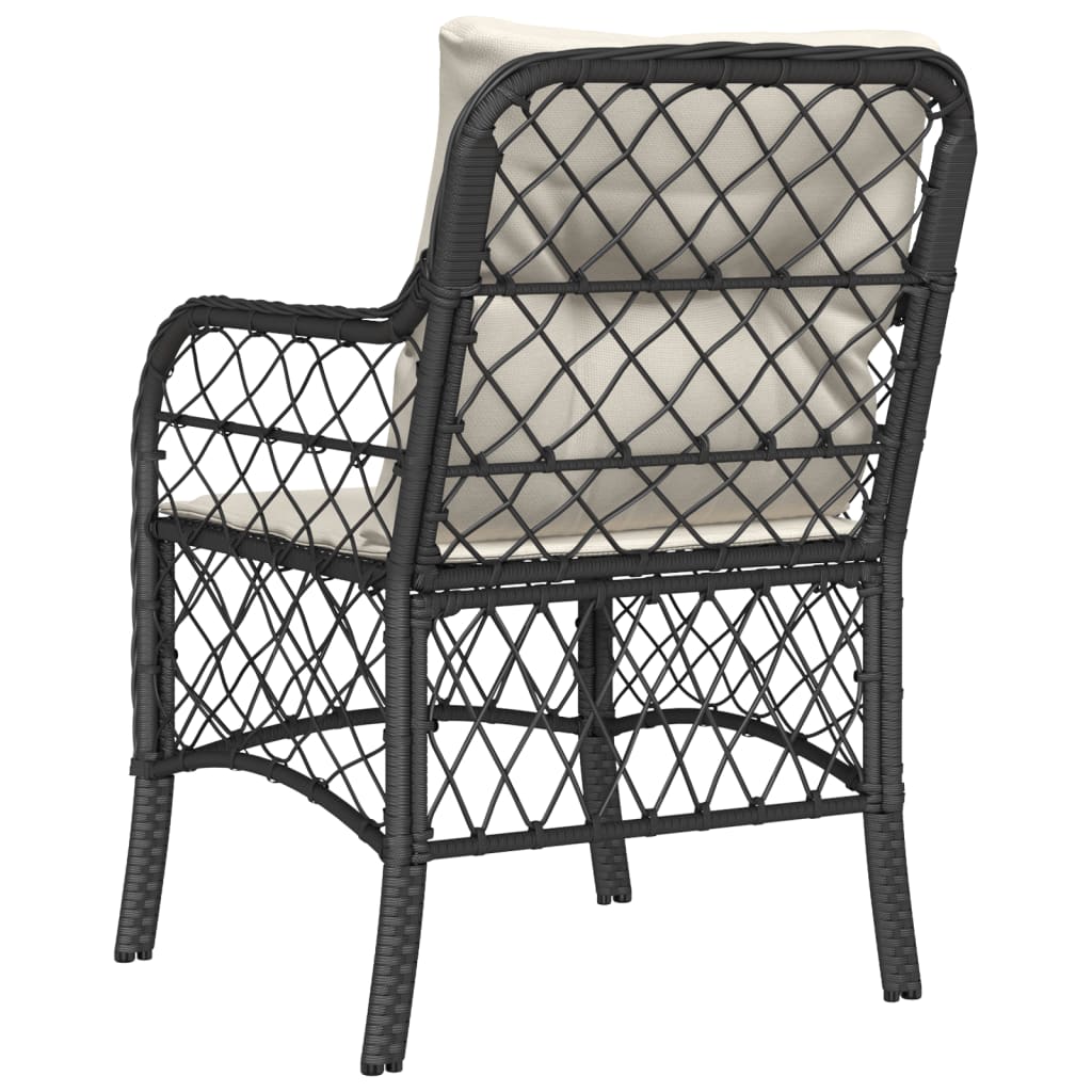 vidaXL Gartenstühle mit Kissen 2 Stk. Schwarz Poly Rattan
