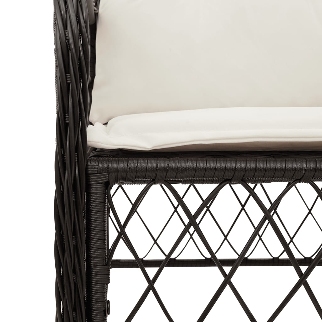 vidaXL Gartenstühle mit Kissen 2 Stk. Schwarz Poly Rattan