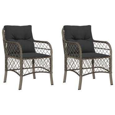 vidaXL Gartenstühle mit Kissen 2 Stk. Grau Poly Rattan