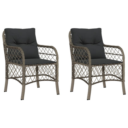 vidaXL Gartenstühle mit Kissen 2 Stk. Grau Poly Rattan