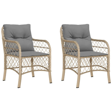 vidaXL Gartenstühle mit Kissen 2 Stk. Beigemischung Poly Rattan