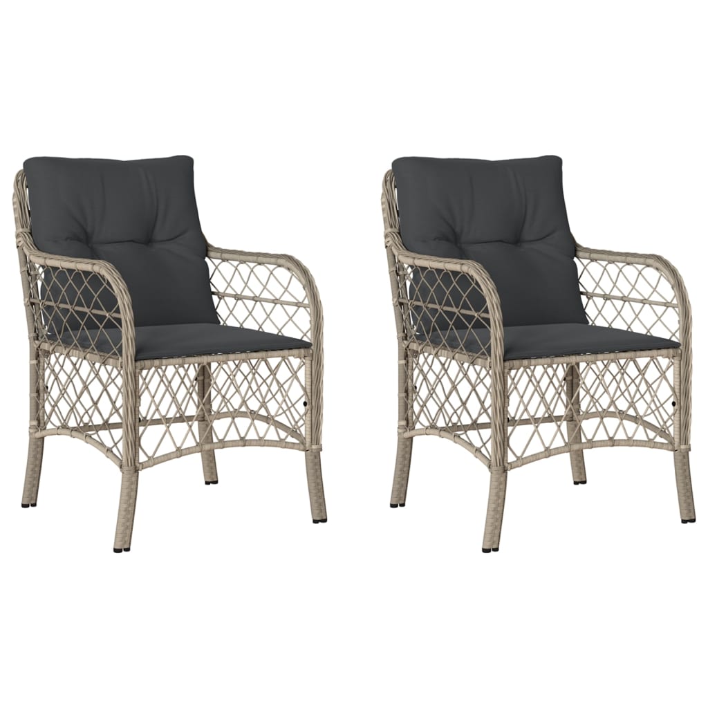 vidaXL Chaises de jardin avec coussins 2 pcs Gris clair Résine tressée