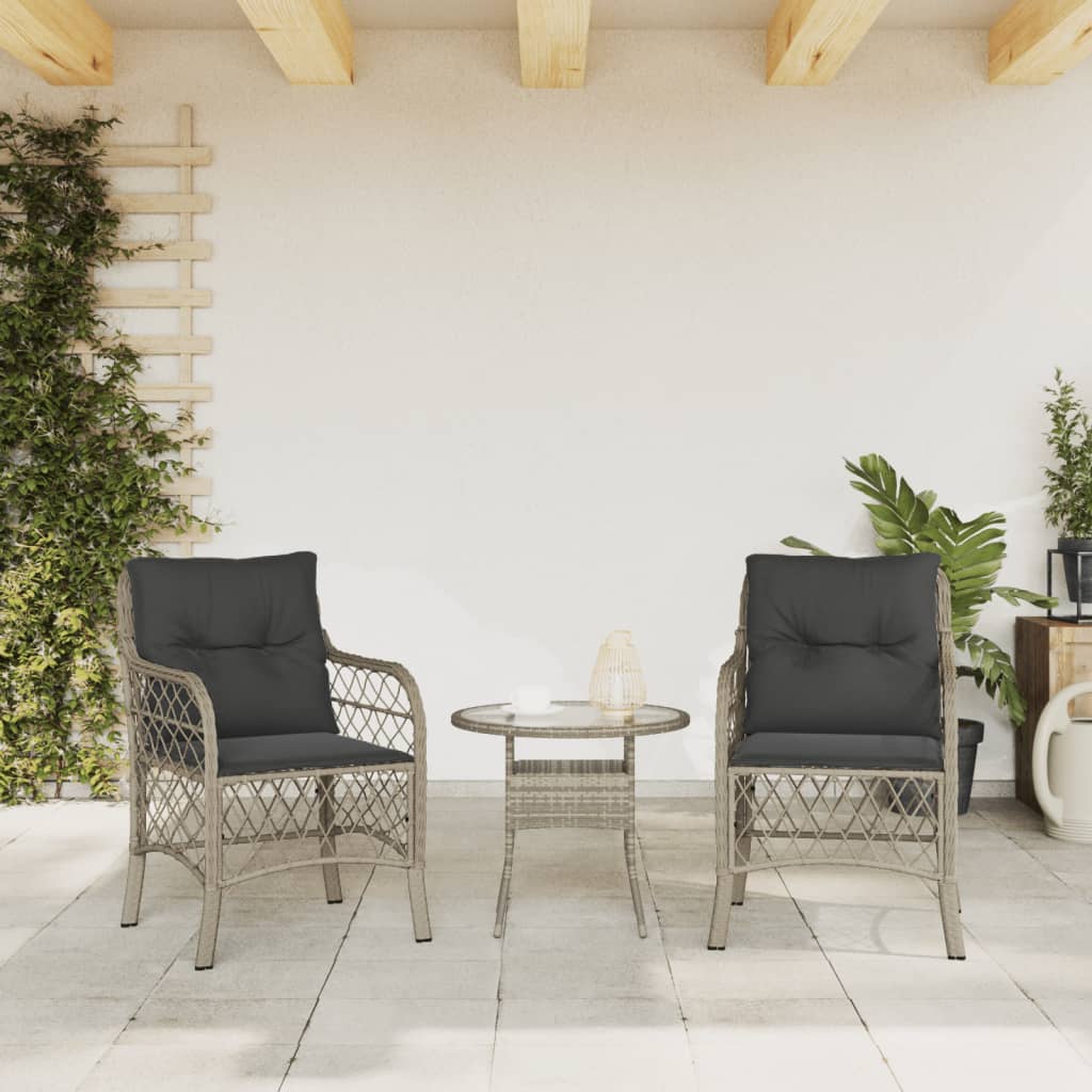 vidaXL Chaises de jardin avec coussins 2 pcs Gris clair Résine tressée
