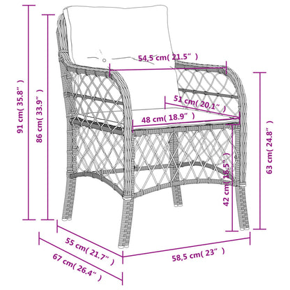 vidaXL Chaises de jardin avec coussins 2 pcs Gris clair Résine tressée