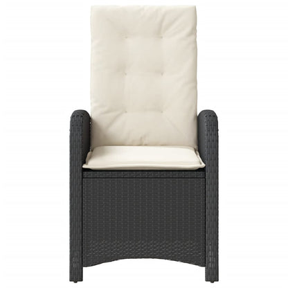 vidaXL Fauteuil de jardin réglable avec coussin noir résine tressée