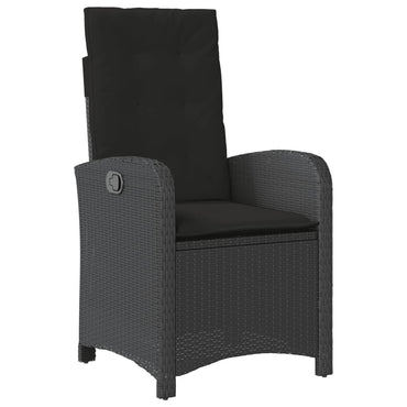 vidaXL Fauteuil de jardin réglable avec coussin noir résine tressée