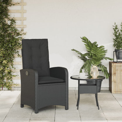 vidaXL Fauteuil de jardin réglable avec coussin noir résine tressée