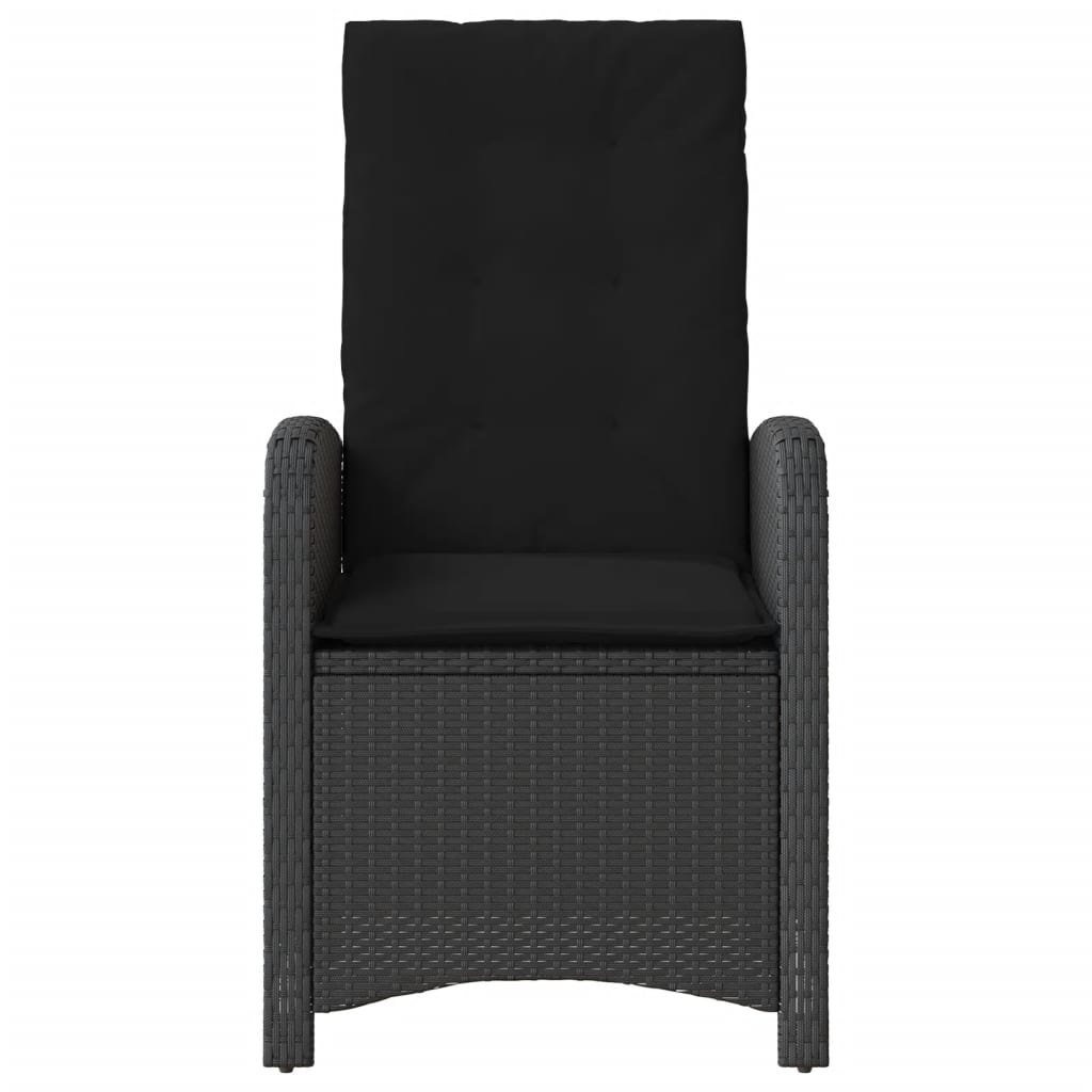 vidaXL Fauteuil de jardin réglable avec coussin noir résine tressée