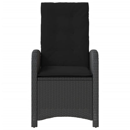 vidaXL Fauteuil de jardin réglable avec coussin noir résine tressée