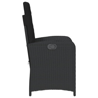vidaXL Fauteuil de jardin réglable avec coussin noir résine tressée