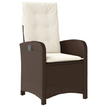 vidaXL Gartensessel Verstellbar mit Kissen Braun Poly Rattan