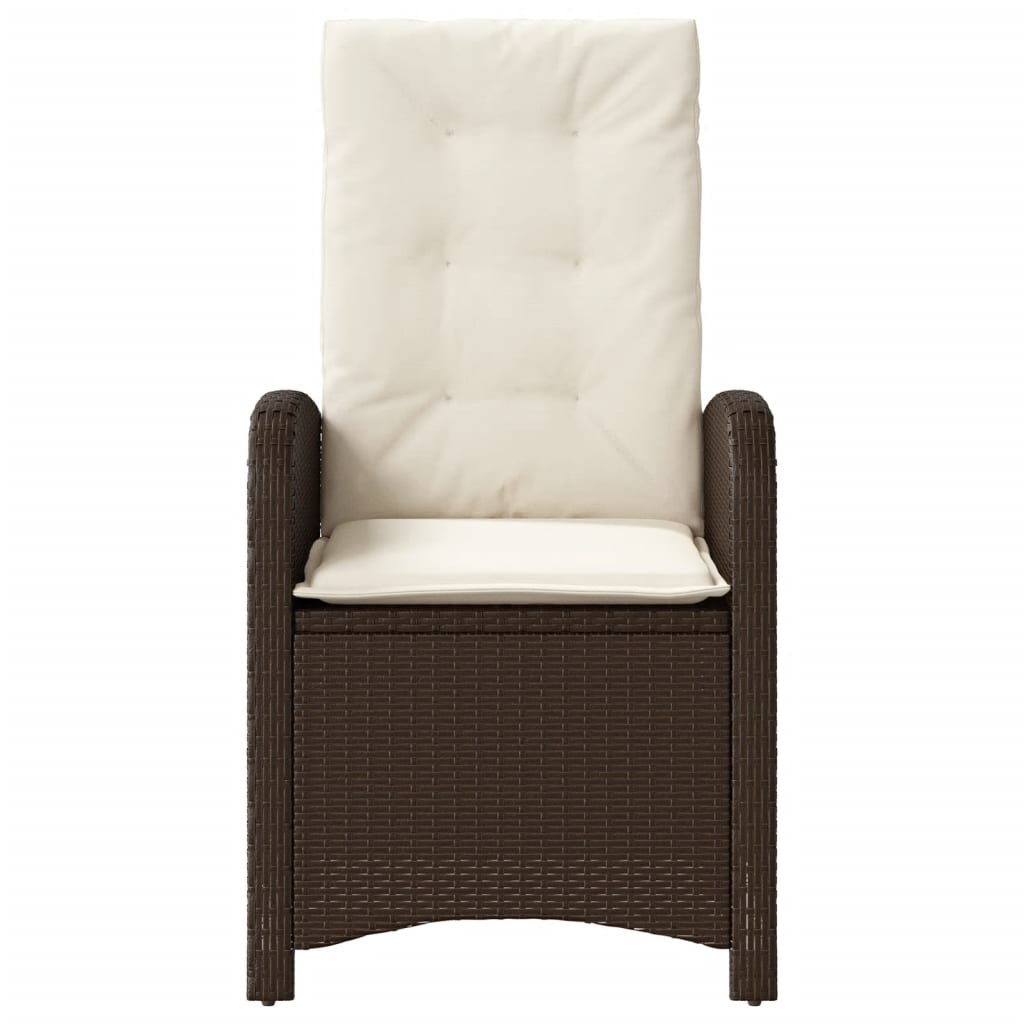 vidaXL Gartensessel Verstellbar mit Kissen Braun Poly Rattan