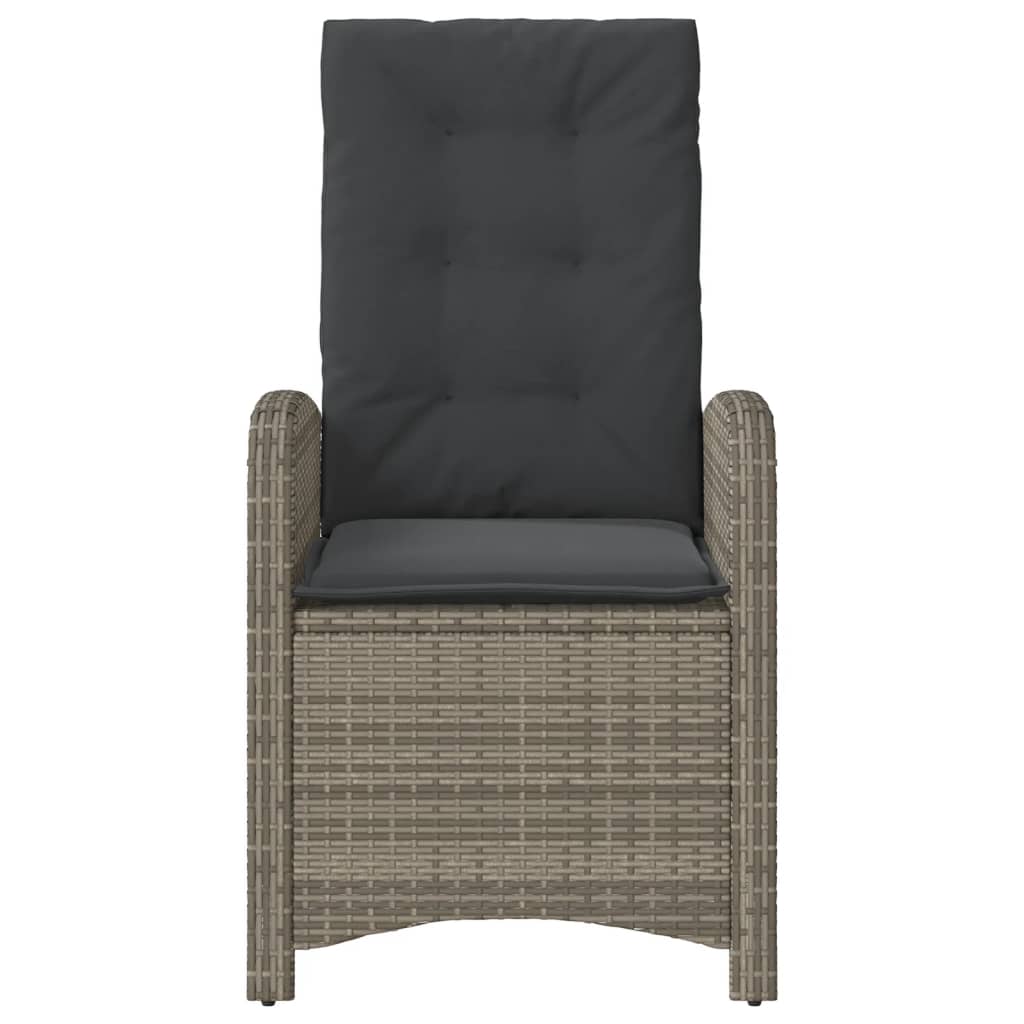 vidaXL Fauteuil de jardin réglable avec coussin gris en résine tressée