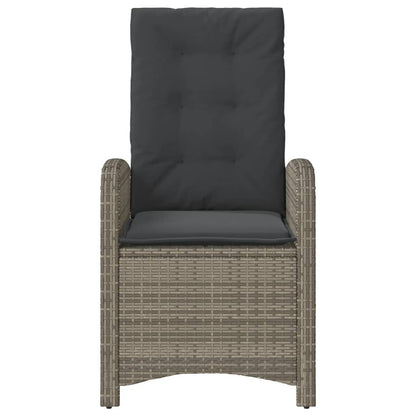 vidaXL Fauteuil de jardin réglable avec coussin gris en résine tressée