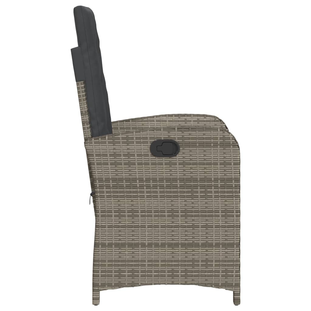 vidaXL Fauteuil de jardin réglable avec coussin gris en résine tressée