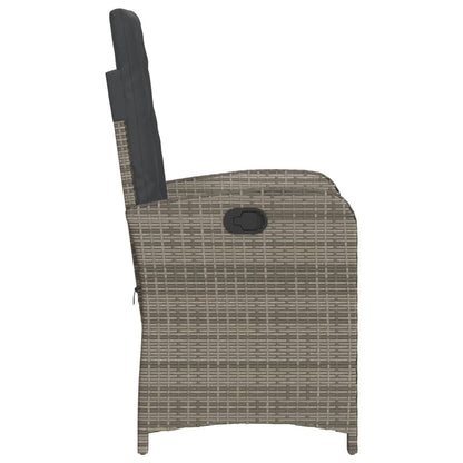 vidaXL Fauteuil de jardin réglable avec coussin gris en résine tressée