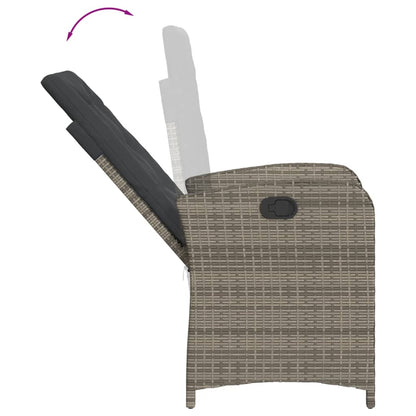 vidaXL Fauteuil de jardin réglable avec coussin gris en résine tressée