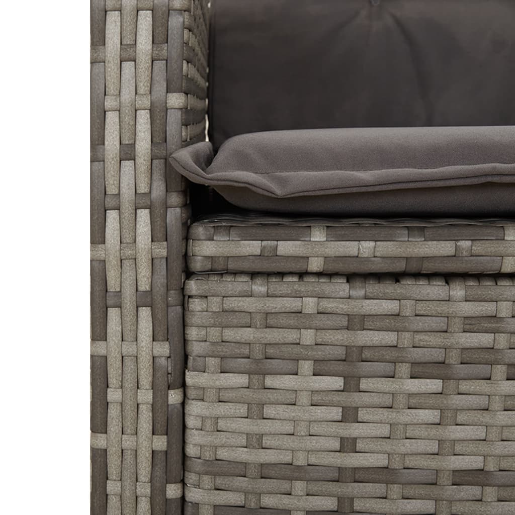 vidaXL Fauteuil de jardin réglable avec coussin gris en résine tressée