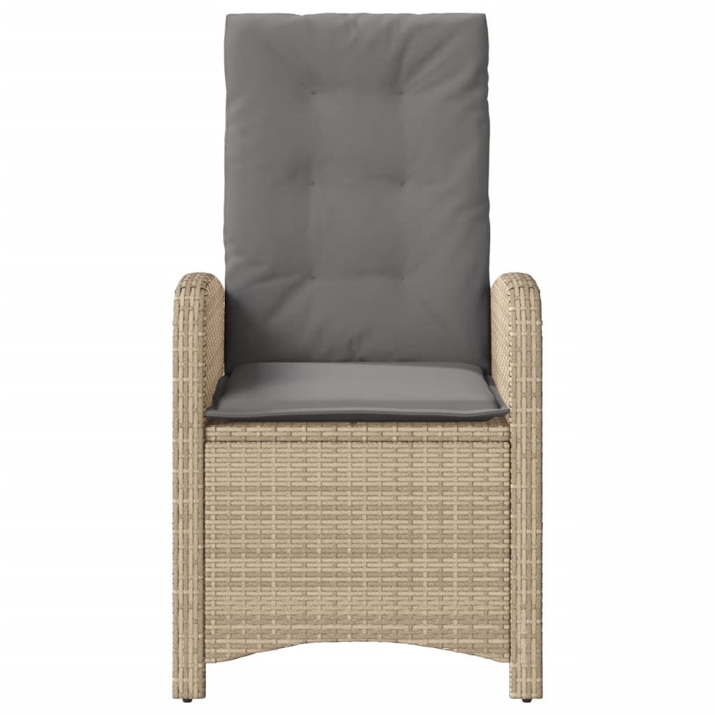vidaXL Fauteuil de jardin avec coussins réglable Mélange beige Résine tressée