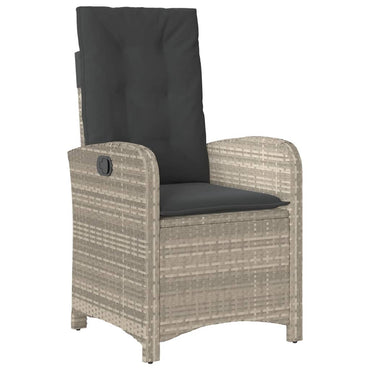 vidaXL Fauteuil de jardin réglable avec coussins en résine tressée gris clair