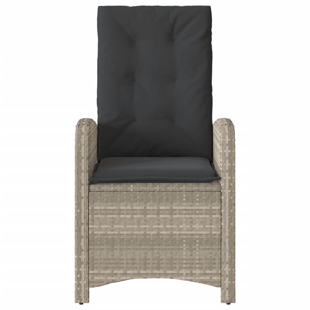 vidaXL Fauteuil de jardin réglable avec coussins en résine tressée gris clair