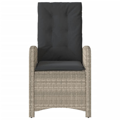 vidaXL Fauteuil de jardin réglable avec coussins en résine tressée gris clair